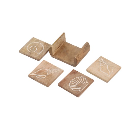 Square Wooden Coasters with Holder